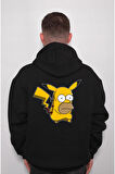Homer Simpson Beer Pikachu Pikaçu Pokemon Sweatshirt Unisex Kapüşonlu Hoodie
