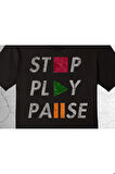Stop Play Pause Dur Başla Duraklat Tişört Çocuk T-shirt