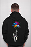 Astronot Gezegenler Space Balon Cosmos Sweatshirt Unisex Kapüşonlu Hoodie