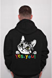 Sevimli Kedi Cute Cat Yes You Evet Sen Sweatshirt Unisex Kapüşonlu Hoodie