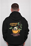 Coffe Comes First Skull Kuru Kafa Sweatshirt Unisex Kapüşonlu Hoodie