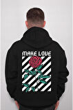 Make Love Rose Gül Guns Retro Sweatshirt Unisex Kapüşonlu Hoodie