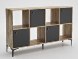 Wood'n Love Satürn 4 Kapaklı Metal Ayaklı Çok Amaçlı Dolap Konsol - Atlantik Çam - Siyah / Siyah