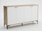 Wood'n Love Hestia 4 Kapaklı Metal Ayaklı 160 Cm Çok Amaçlı Dolap Konsol - Atlantik Çam - Beyaz / Siyah