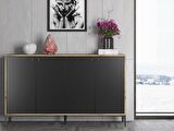 Wood'n Love Hestia 4 Kapaklı Metal Ayaklı 160 Cm Çok Amaçlı Dolap Konsol - Atlantik Çam - Siyah / Siyah
