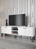 Wood'n Love Sofia 180 Cm Metal Ayaklı Tv Ünitesi - Beyaz / Siyah