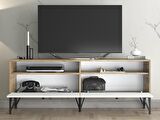 Wood'n Love Astreo 160 Cm Metal Ayaklı Tv Ünitesi - Atlantik Çam - Beyaz / Siyah