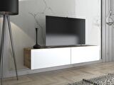 Wood'n Love Toprak 150 Cm Duvara Monte Tv Ünitesi - Atlantik Çam - Beyaz / Siyah