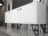 Wood'n Love Bello 160 Cm Metal Ayaklı Tv Ünitesi - Konsol - Beyaz / Siyah