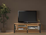 Lotus Led Işıklı Özel Tasarım Metal Ayaklı Minifiksli Tv Ünitesi - Tv Sehpası 140 Cm 