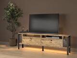Luce Plus Eko Led Işıklı Dolaplı Metal Ayaklı Minifiksli Tv Ünitesi - Tv Sehpası 160 Cm 