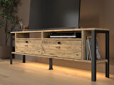 Luce Plus Eko Led Işıklı Dolaplı Metal Ayaklı Minifiksli Tv Ünitesi - Tv Sehpası 160 Cm 