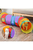 Gökkuşağı Renkli Katlanır Kedi ve Köpek Oyun Tüneli, Eğlenceli Evcil Hayvan Oyuncak Tüneli T Şeklinde