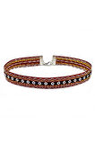 Sarı-beyaz Simli Kahverengi Kadın Choker Tasma Kolye