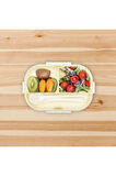 1200ml 2 Katlı 6 Bölmeli Bento Beslenme Çantası - Hava Kilitli, Mikrodalgada Kullanılabilir, BPA'sız beyaz