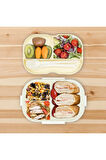 1200ml 2 Katlı 6 Bölmeli Bento Beslenme Çantası - Hava Kilitli, Mikrodalgada Kullanılabilir, BPA'sız beyaz