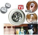 Busstier Kablosuz Yapışkanlı Dokunmatik LED Lamba - 3 Ledli Dolap, Gece ve Kamp Lambası