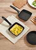 Busstier Mini Granit Sos ve Omlet Tavası – Yapışmaz Dayanıklı Pişirme Tavası (Kare, 12 cm)