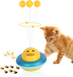 360° Dönen Kedi Oyuncağı – Ördek Şekilli İnteraktif Atıştırmalık Dispenseri, Kedi Eğitici Oyuncak