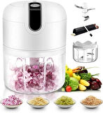 Şarjlı Mini Doğrayıcı 300ml - 3 Bıçaklı Kablosuz Rondo, USB Şarjlı Mutfak Robotu Pratik Kullanım
