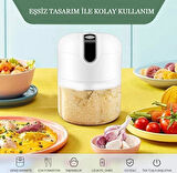 Şarjlı Mini Doğrayıcı 300ml - 3 Bıçaklı Kablosuz Rondo, USB Şarjlı Mutfak Robotu Pratik Kullanım