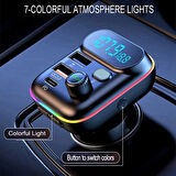 RGB Işıklı Bluetooth FM Transmitter QC3.0 PD 20W Hızlı Şarjlı Car MP3 Çalar USB Destekli