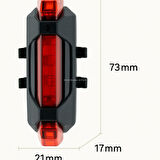 USB Şarjlı Su Geçirmez LED Bisiklet Arka Lambası – 5 Modlu Kompakt Güvenlik Işığı