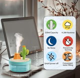 Manzara Temalı Hava Nemlendirici 320ml, USB ile Taşınabilir Sessiz Aroma Yayıcı (Kaktüs)