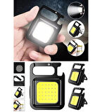 Mini LED Anahtarlık El Feneri USB Şarj Edilebilir Lamba Taşınabilir  Kamp Feneri