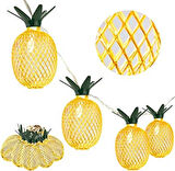 10 lu Metal Ananas Şerit LED Işık 1 Mt Pilli  Ağaç ve Ev Süsleme Ledi