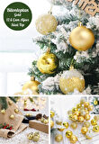 12 Adet Gold 2,5 Cm Mini Yılbaşı Topu, Noel Çam Ağacı Topu, Süs Topu 