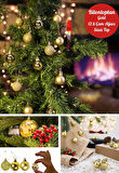 12 Adet Gold 2,5 Cm Mini Yılbaşı Topu, Noel Çam Ağacı Topu, Süs Topu 