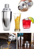 500 ml Shaker Kokteyl Hazırlama Kabı Bardağı Kokteyl Karıştırıcı Komple Çelik 
