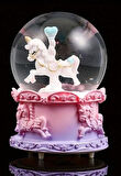 Mor Unicorn Tasarımlı Kar Küresi Işıklı Müzikli Orta Boy 12 cm