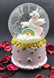 Little Star Unicorn Kar Küresi Orta Boy Işıklı Müzikli 12cm Özel Hediyelik