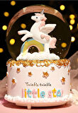 Little Star Unicorn Kar Küresi Orta Boy Işıklı Müzikli 12cm Özel Hediyelik