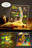 Orta Boy 20 X 20 cm Neon Mesaj Panosu Led Işıklı Yazı Çizim Tahtası Standlı 7 Keçeli Kalemli