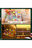 Orta Boy 20 X 20 cm Neon Mesaj Panosu Led Işıklı Yazı Çizim Tahtası Standlı 7 Keçeli Kalemli