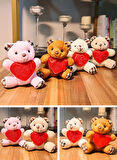 4 Adet Mini Lüx Ayıcık Kalpli Love Yazılı Hediyelik Ayıcık 11 cm x 9 cm
