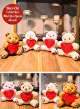 4 Adet Mini Lüx Ayıcık Kalpli Love Yazılı Hediyelik Ayıcık 11 cm x 9 cm
