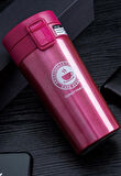 Pembe Mug Termos 12 Saate Kadar Sıcak Soğuk Tutma Filtreli Çift Katmanlı SUS 304 380ml