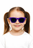Kids Güneş Gözlüğü Mor Çekik Çerçeve UV 400 Korumalı CE Belgeli Çocuk Güneş Gözlüğü