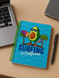 Surfing in California Temalı Spiralli Kareli Defter – 80 Yaprak, 160 Sayfa (18 x 24 cm)