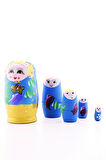 Ahşap Tombul İç İçe Matruşka Bebek Mavi Set 5li Büyük Boy  