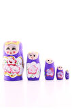 Ahşap Tombul İç İçe Matruşka Bebek Mor Set 5li Büyük Boy  
