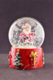 Yılbaşı Süsü Noel Baba Merry Christmas Tasarımlı 9 cm Orta Boy Işıklı Kar Küresi  1B