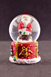 Merry Christmas Hediye Torbalı Noel Baba Temalı  Mini Boy Işıklı Kar Küresi 6,5 cm 1