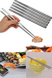 Metal Chopstick 5 Çift  Paslanmaz Çelik Çin Çubuğu Yemek Çubukları 5 Çift 