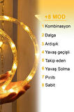 Ay Yıldız Perde Led 8 Fonksiyonlu 3,5 m Yılbaşı Led Işık Sarkıt Led 6 Yıldız 6 Ay Led 