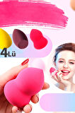 4 Adet Profesyonel Yüz Make-up Makyaj Sürgeri Armut Şeklinde Tatlı Islak Kuru Kullanım